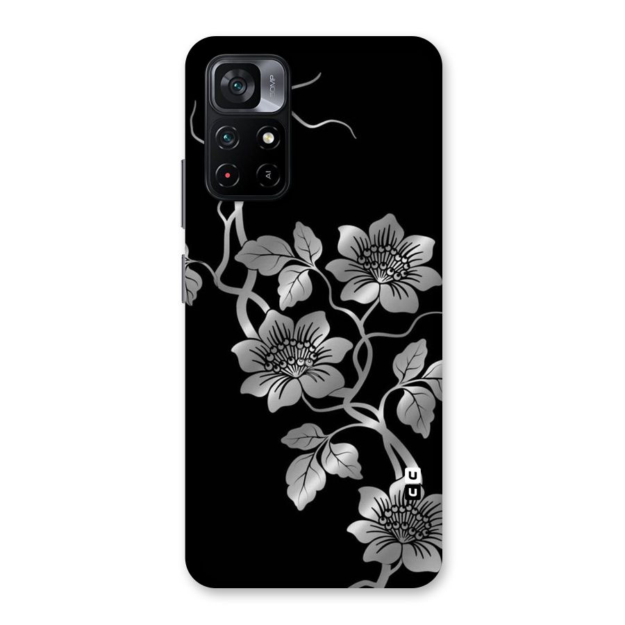 Silver Grey Flowers Back Case for Poco M4 Pro 5G