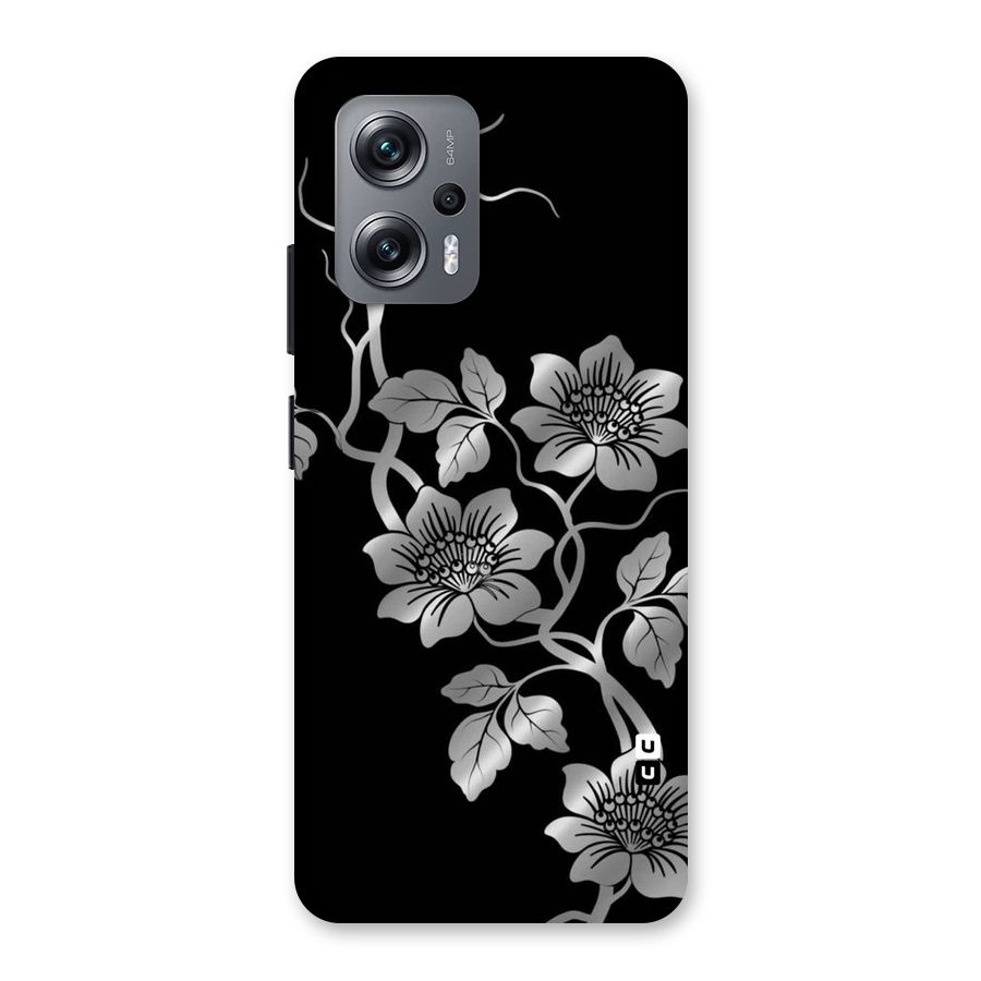 Silver Grey Flowers Back Case for Redmi K50i