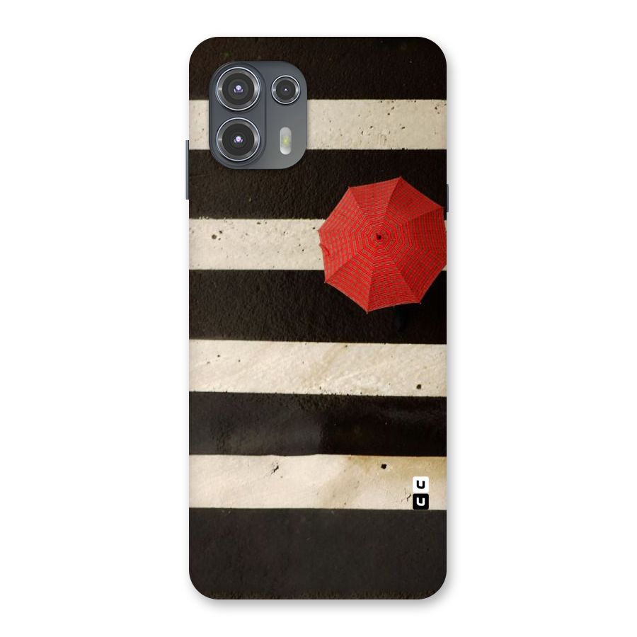 Single Red Umbrella Stripes Back Case for Motorola Edge 20 Fusion