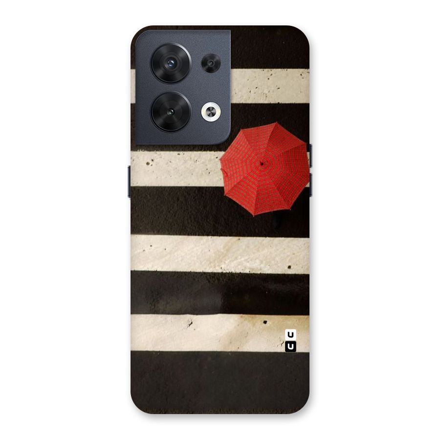 Single Red Umbrella Stripes Back Case for Oppo Reno8 5G