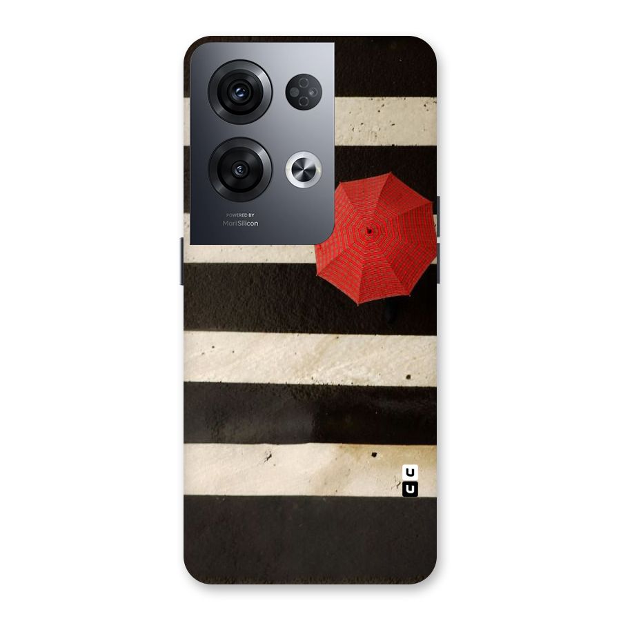 Single Red Umbrella Stripes Back Case for Oppo Reno8 Pro 5G