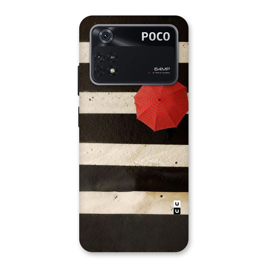 Single Red Umbrella Stripes Back Case for Poco M4 Pro 4G