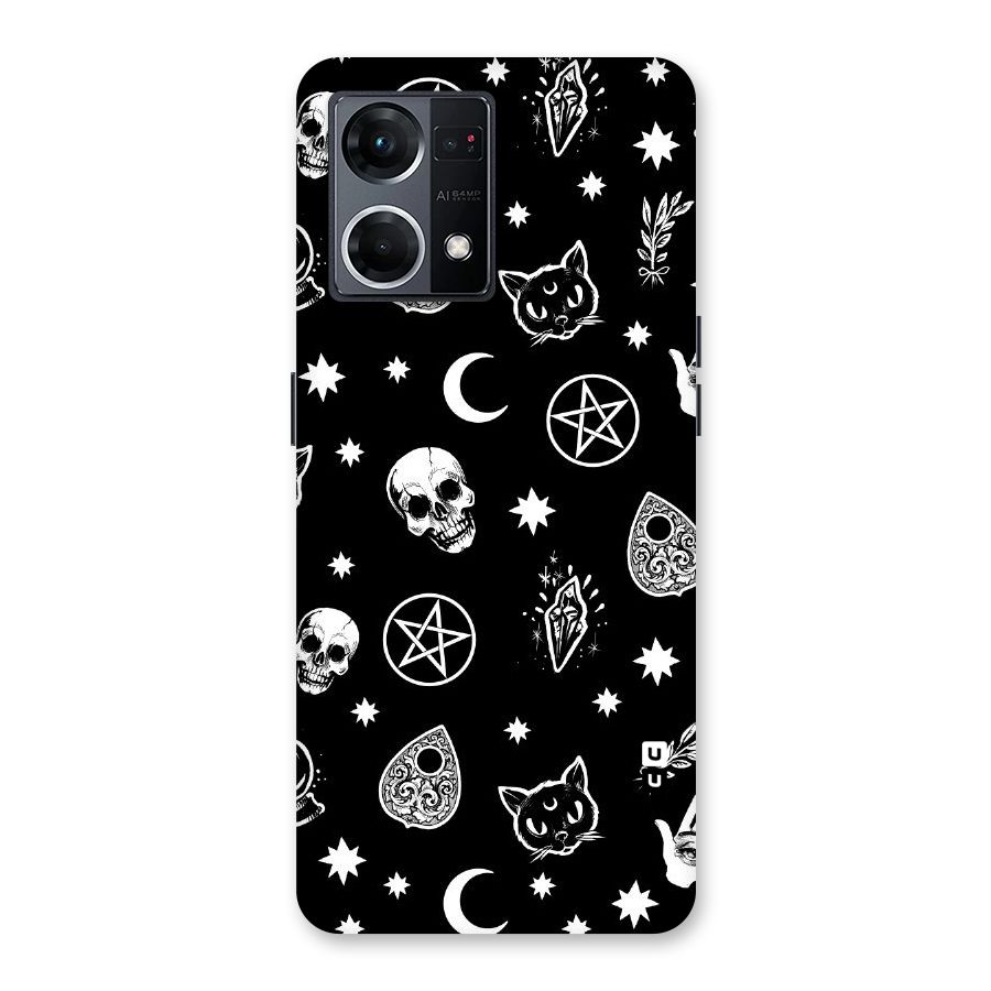 Skull Moon Design Glass Back Case for Oppo F21 Pro 5G