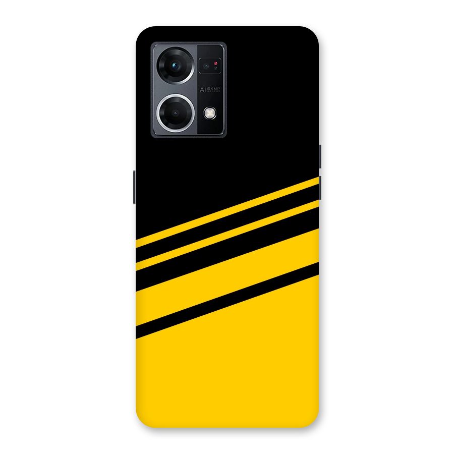 Slant Yellow Stripes Glass Back Case for Oppo F21 Pro 5G