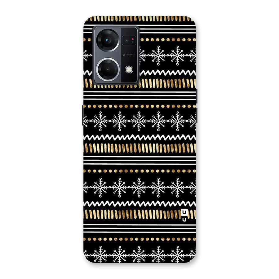 Snowflakes Gold Glass Back Case for Oppo F21 Pro 5G