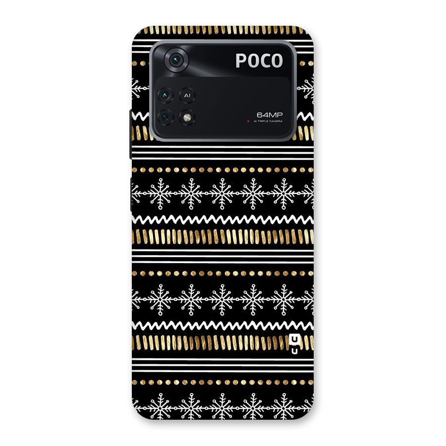Snowflakes Gold Back Case for Poco M4 Pro 4G