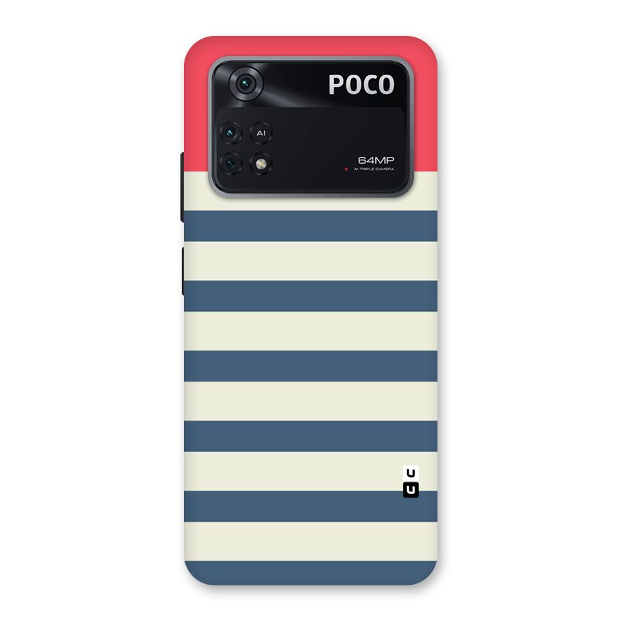 Solid Orange And Stripes Back Case for Poco M4 Pro 4G