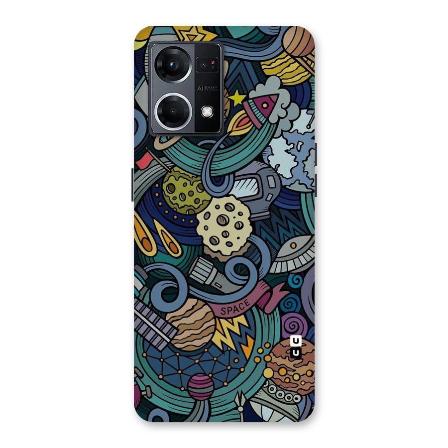 Space Pattern Blue Glass Back Case for Oppo F21 Pro 5G