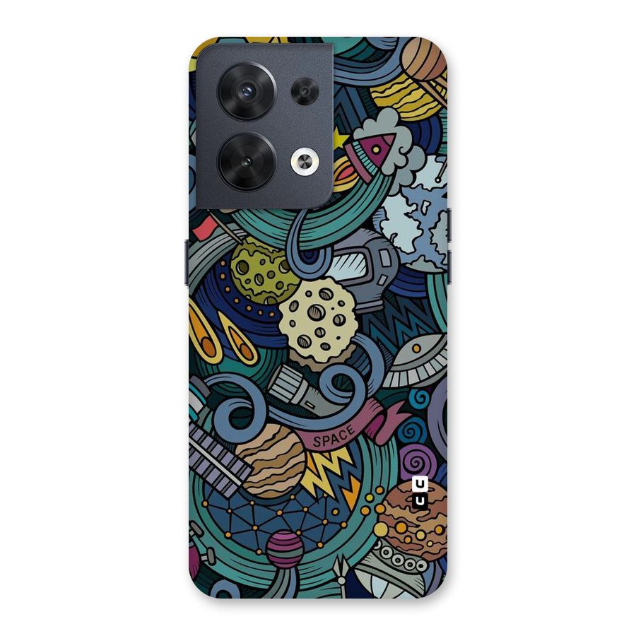 Space Pattern Blue Back Case for Oppo Reno8 5G