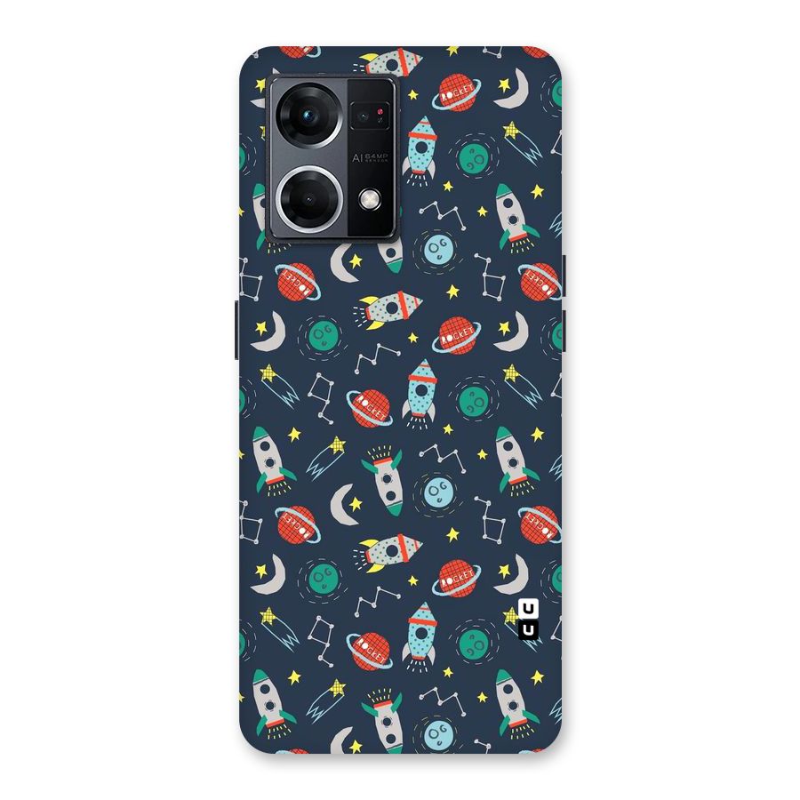 Space Rocket Pattern Glass Back Case for Oppo F21 Pro 5G