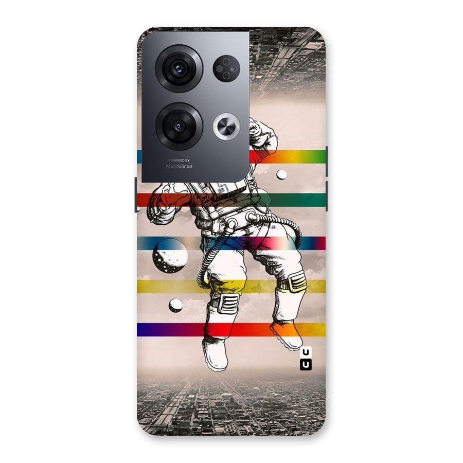 Spaceman Rainbow Stripes Back Case for Oppo Reno8 Pro 5G