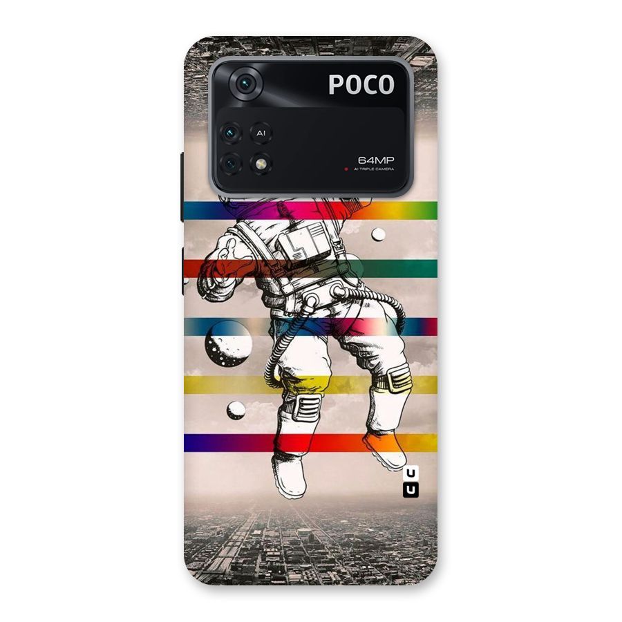 Spaceman Rainbow Stripes Back Case for Poco M4 Pro 4G