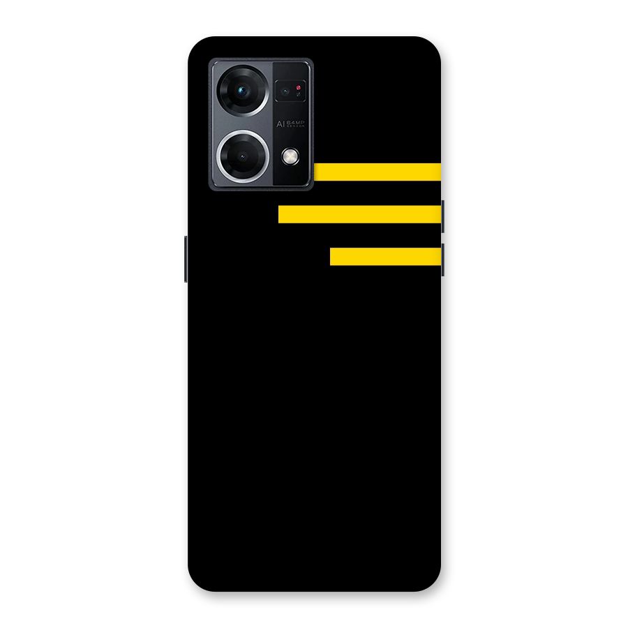 Sports Yellow Stripes Glass Back Case for Oppo F21 Pro 5G