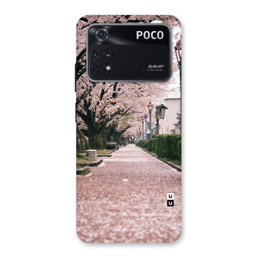 Street In Pink Flowers Back Case for Poco M4 Pro 4G