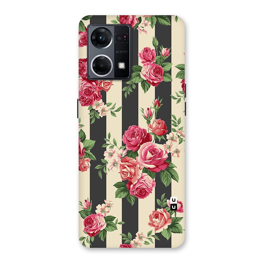 Stripes And Floral Glass Back Case for Oppo F21 Pro 5G