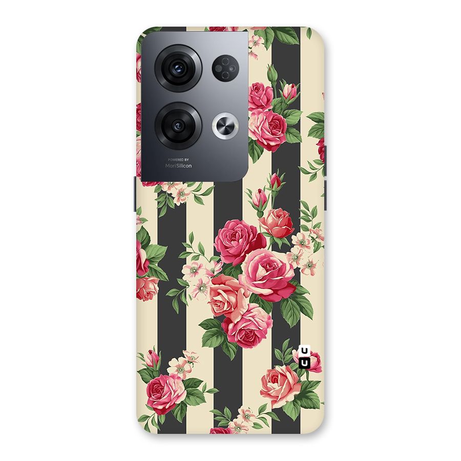 Stripes And Floral Back Case for Oppo Reno8 Pro 5G