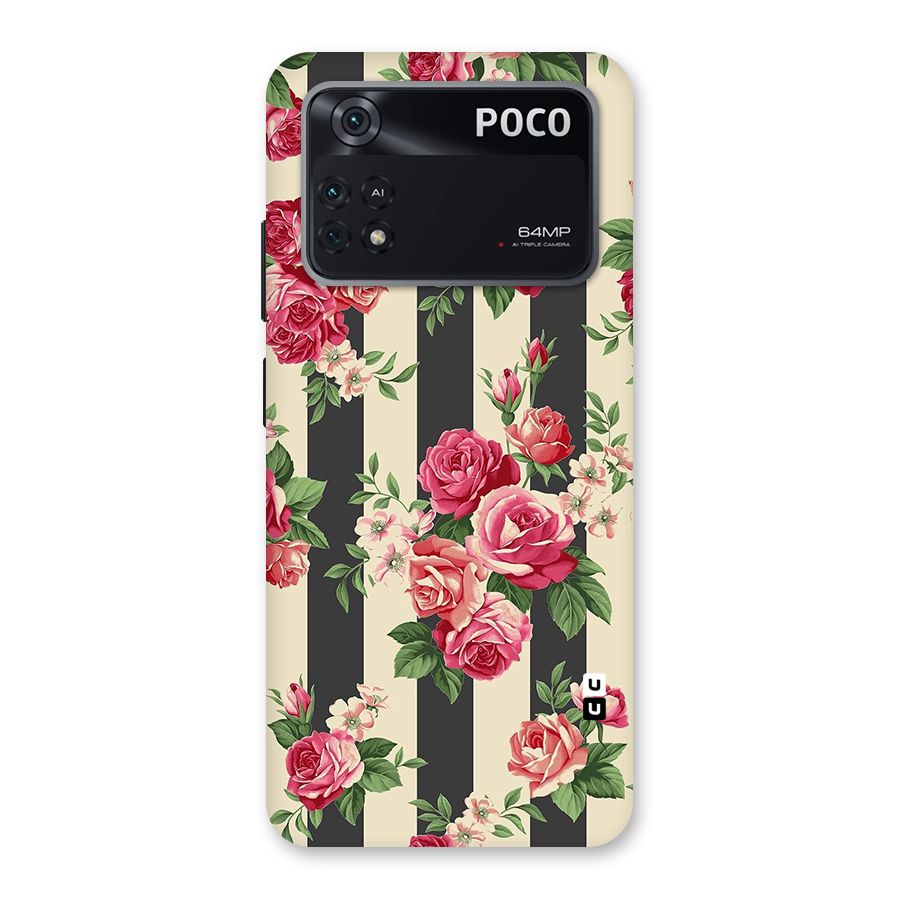 Stripes And Floral Back Case for Poco M4 Pro 4G
