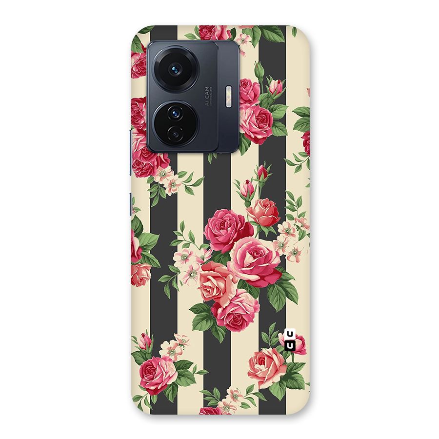 Stripes And Floral Back Case for Vivo T1 Pro