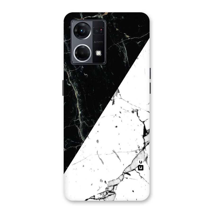 Stylish Diagonal Marble Glass Back Case for Oppo F21 Pro 5G