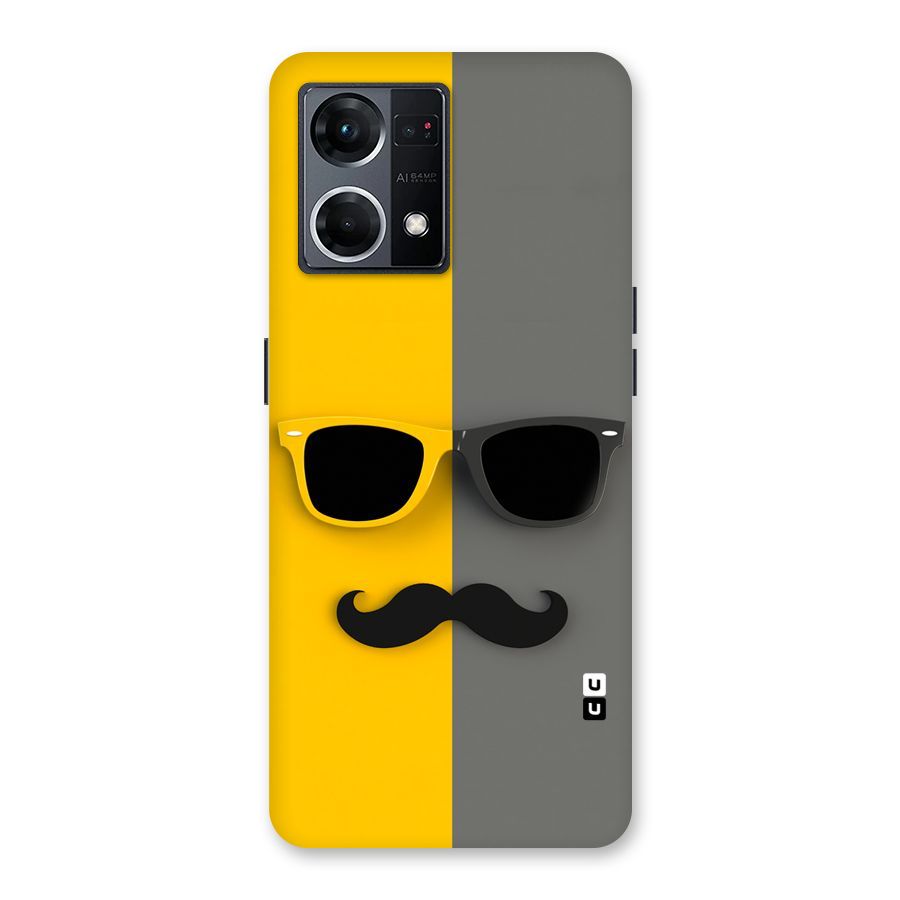 Sunglasses and Moustache Glass Back Case for Oppo F21 Pro 5G