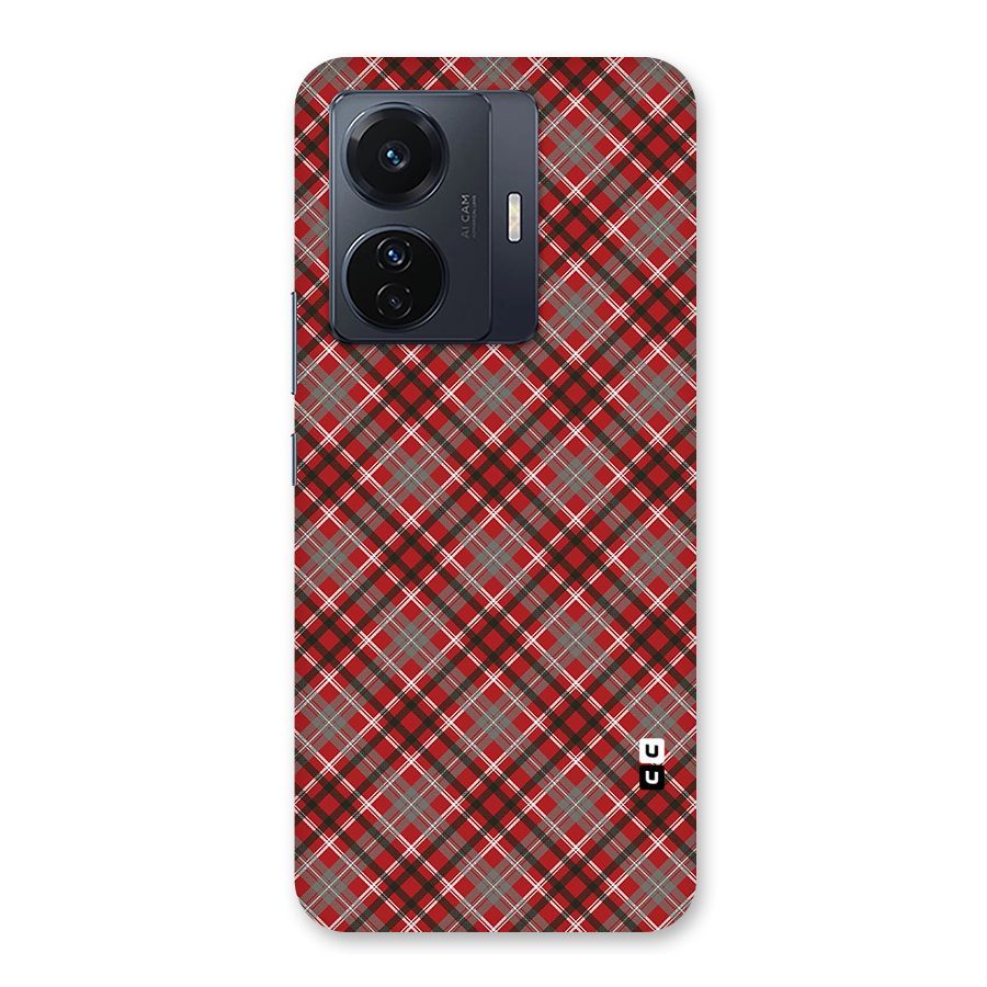Textile Check Pattern Back Case for Vivo T1 Pro