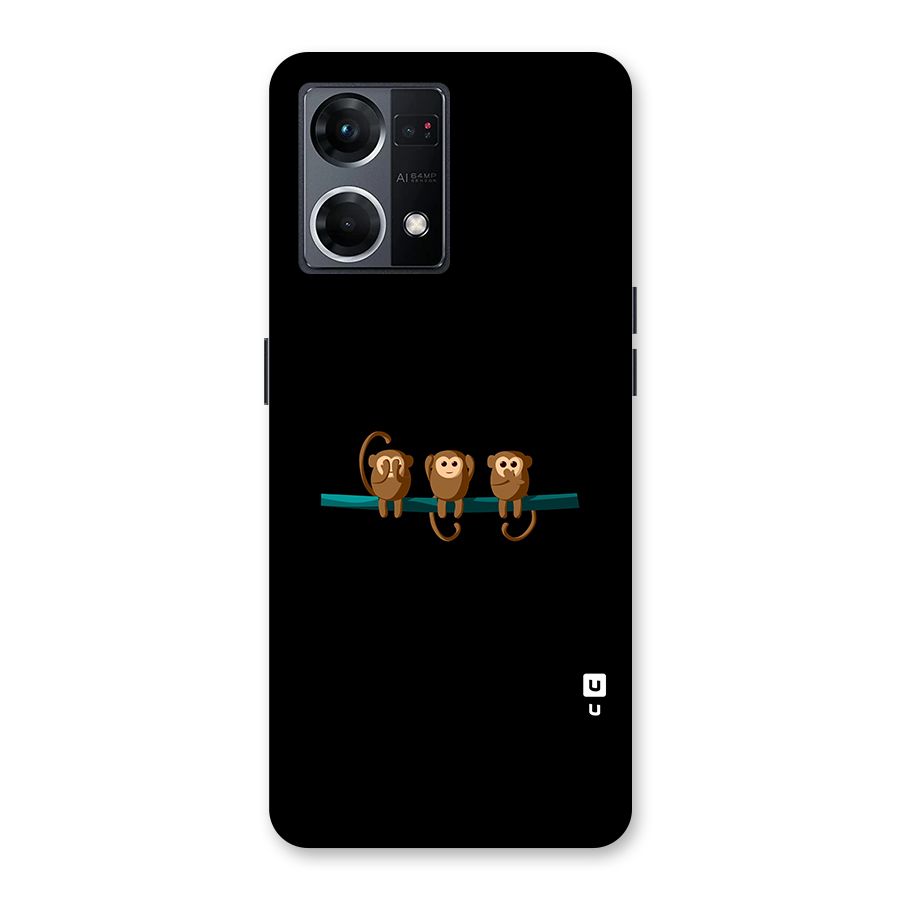 Three Cute Monkeys Glass Back Case for Oppo F21 Pro 5G