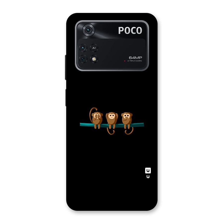 Three Cute Monkeys Back Case for Poco M4 Pro 4G