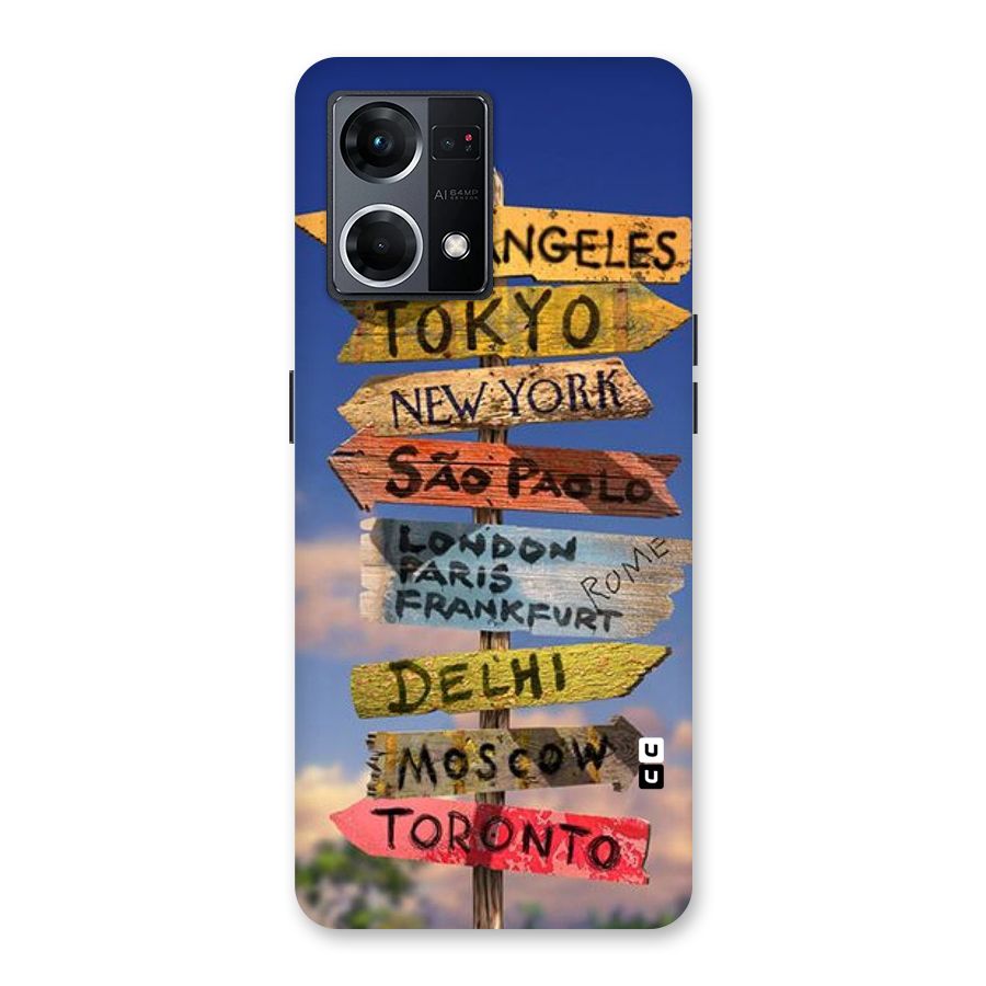 Travel Signs Glass Back Case for Oppo F21 Pro 5G