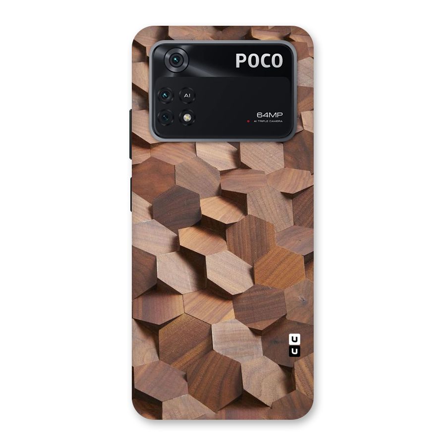 Uplifted Wood Hexagons Back Case for Poco M4 Pro 4G