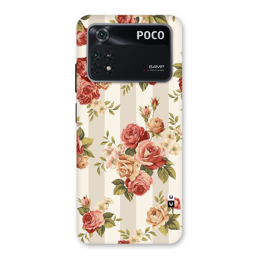 Vintage Color Flowers Back Case for Poco M4 Pro 4G