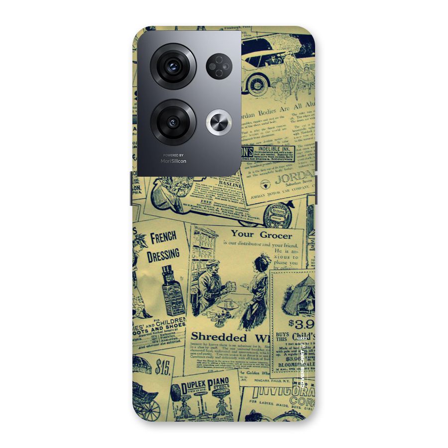 Vintage Newspaper Cutouts Back Case for Oppo Reno8 Pro 5G