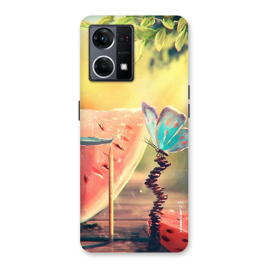 Watermelon Butterfly Glass Back Case for Oppo F21 Pro 5G