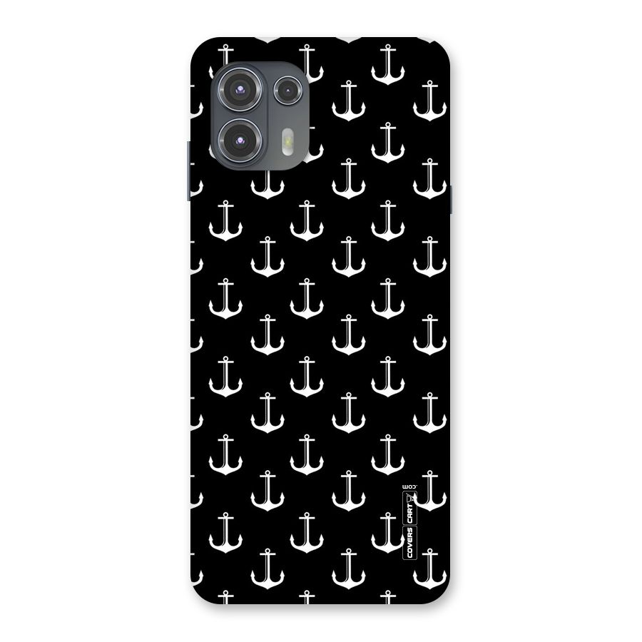 White And Black Anchor Pattern Back Case for Motorola Edge 20 Fusion