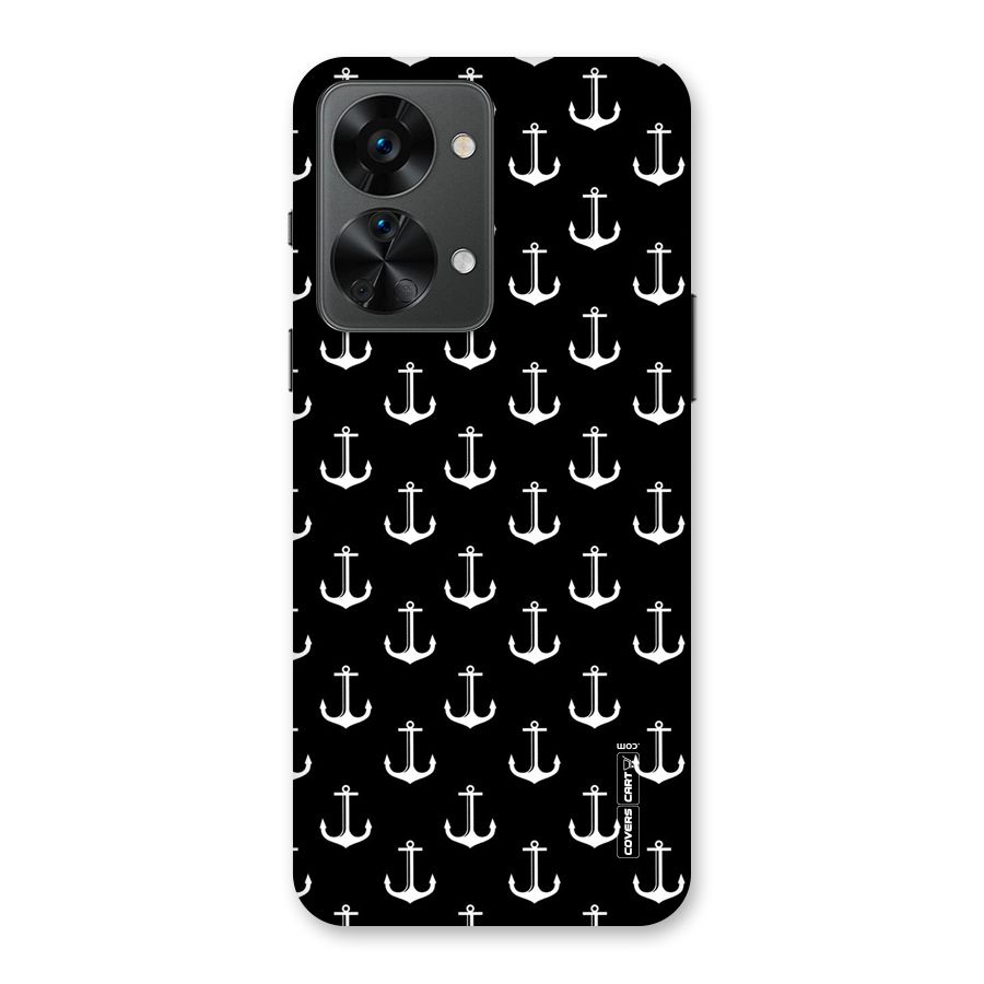 White And Black Anchor Pattern Back Case for OnePlus Nord 2T