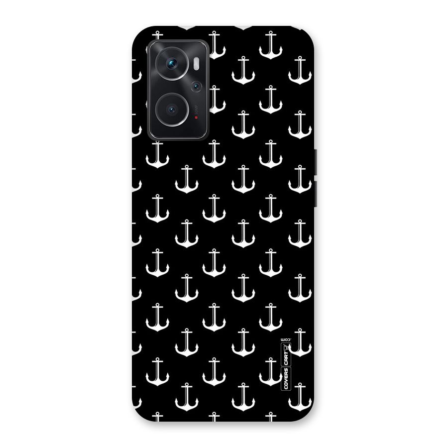 White And Black Anchor Pattern Back Case for Oppo K10 4G