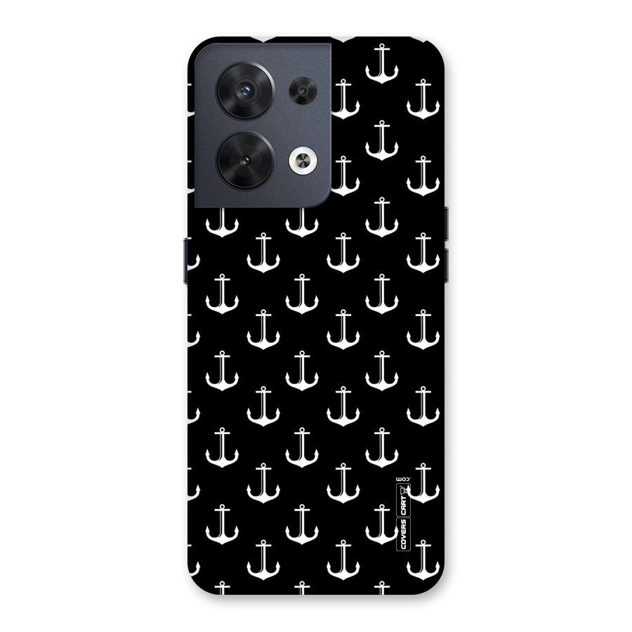 White And Black Anchor Pattern Back Case for Oppo Reno8 5G
