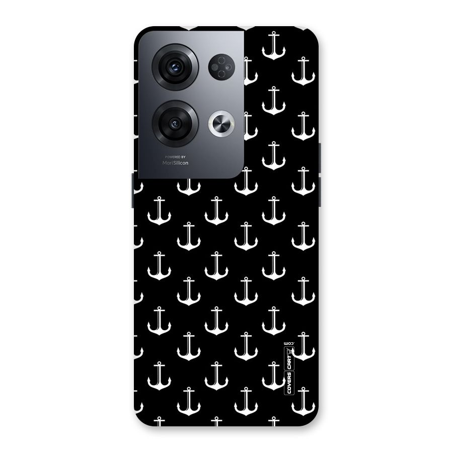 White And Black Anchor Pattern Back Case for Oppo Reno8 Pro 5G