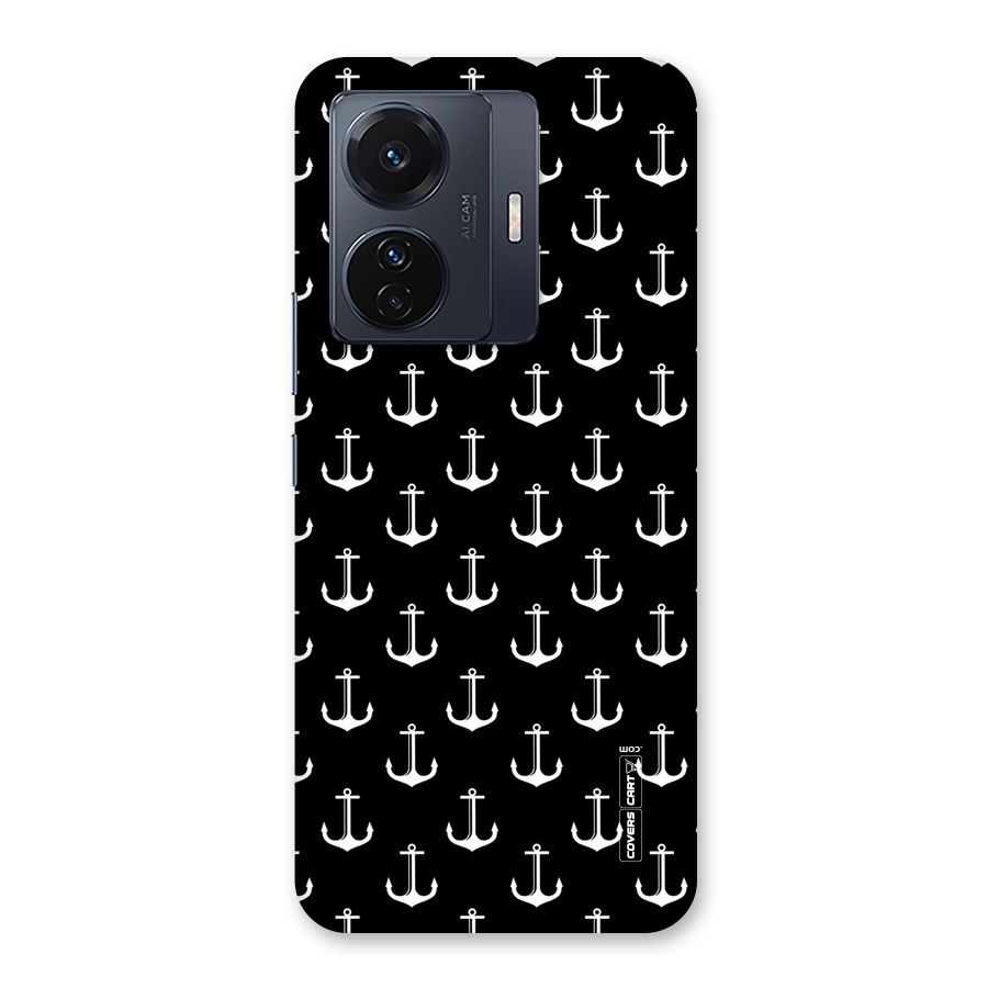 White And Black Anchor Pattern Back Case for Vivo T1 Pro