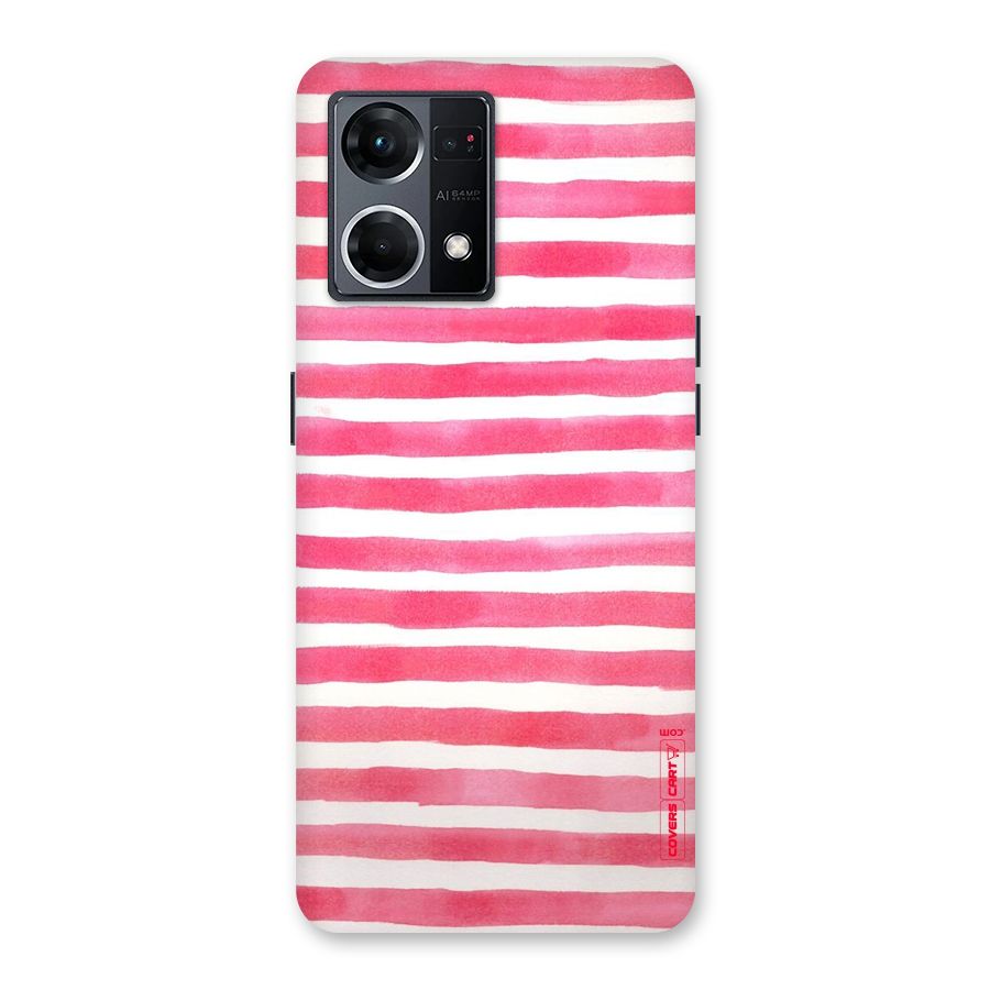 White And Pink Stripes Glass Back Case for Oppo F21 Pro 5G