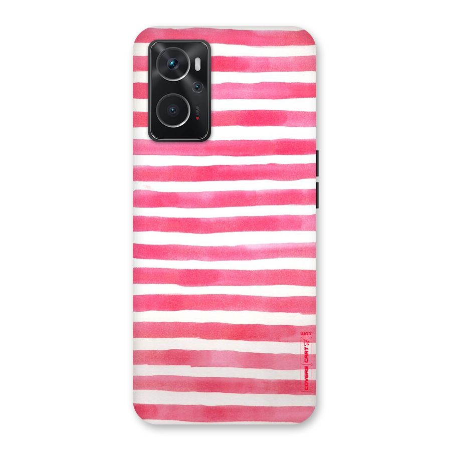 White And Pink Stripes Back Case for Oppo K10 4G