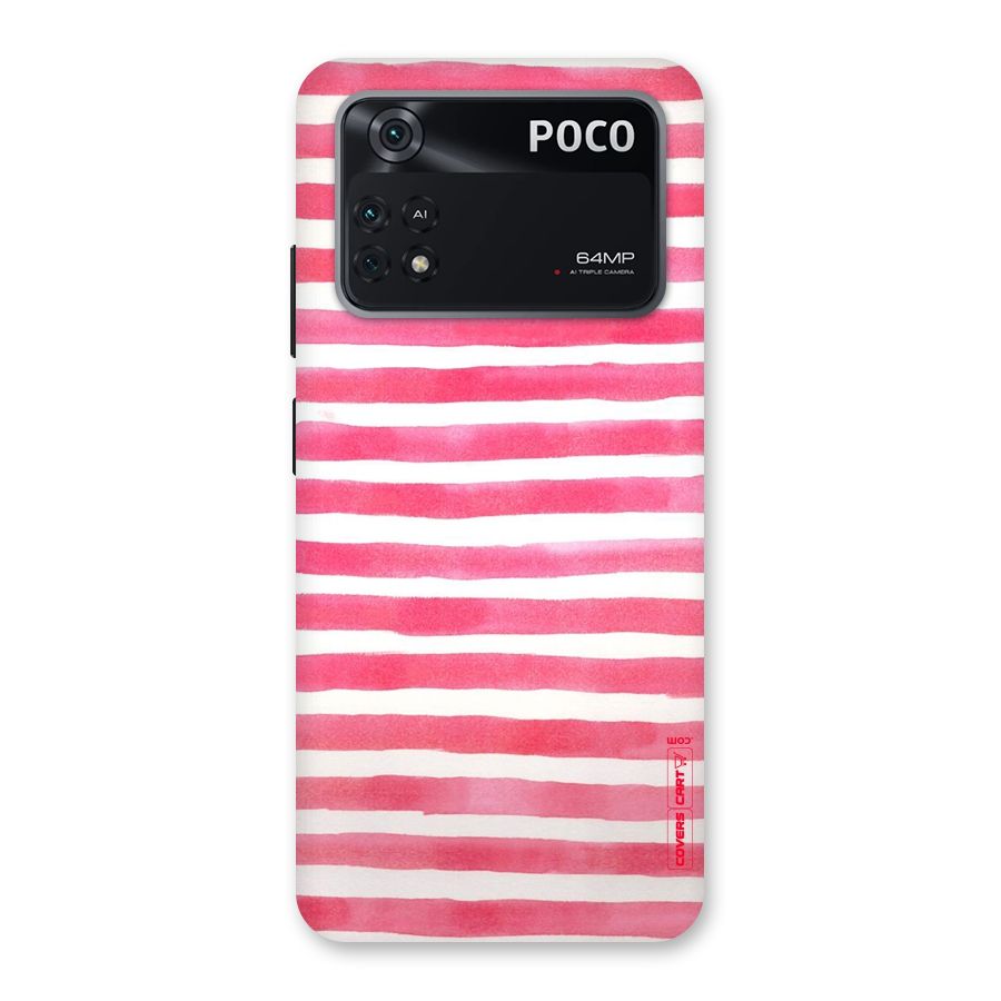 White And Pink Stripes Back Case for Poco M4 Pro 4G