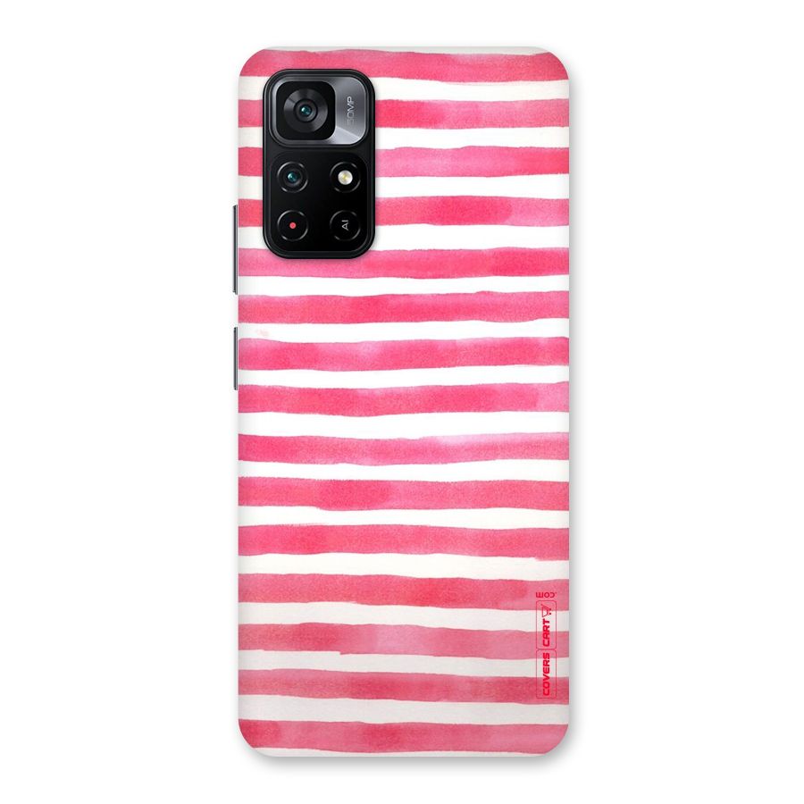 White And Pink Stripes Back Case for Poco M4 Pro 5G