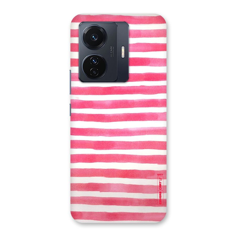 White And Pink Stripes Back Case for Vivo T1 Pro