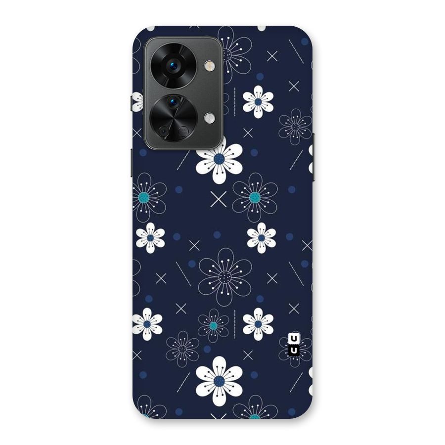 White Floral Shapes Back Case for OnePlus Nord 2T