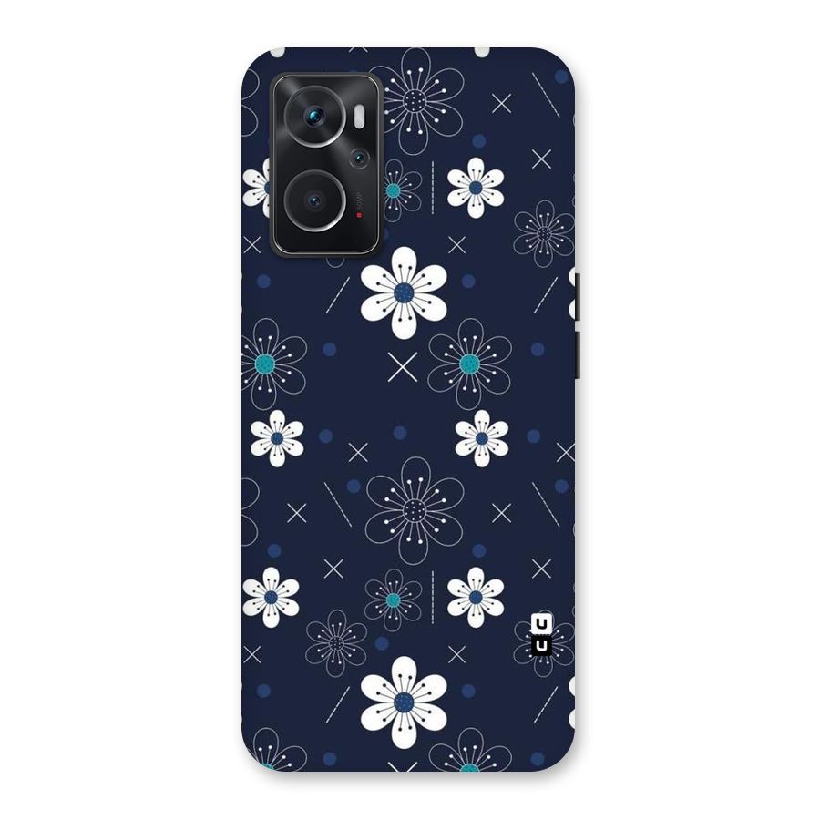 White Floral Shapes Back Case for Oppo K10 4G