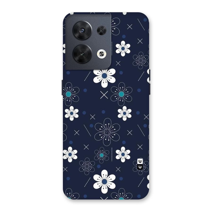 White Floral Shapes Back Case for Oppo Reno8 5G