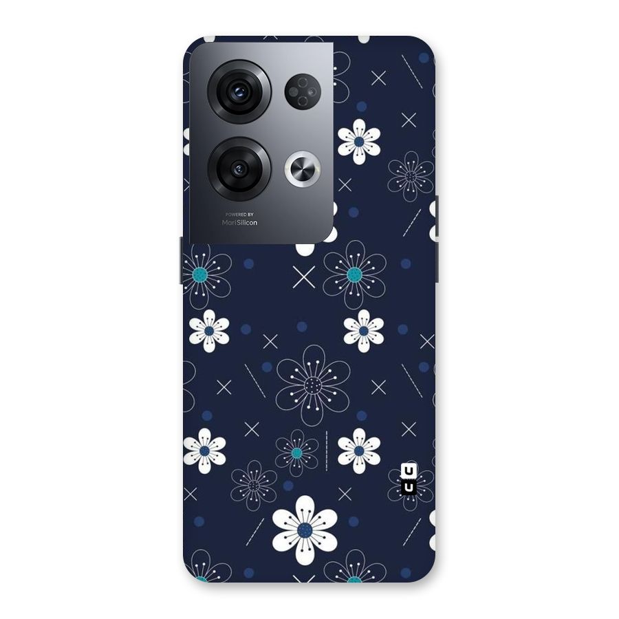 White Floral Shapes Back Case for Oppo Reno8 Pro 5G