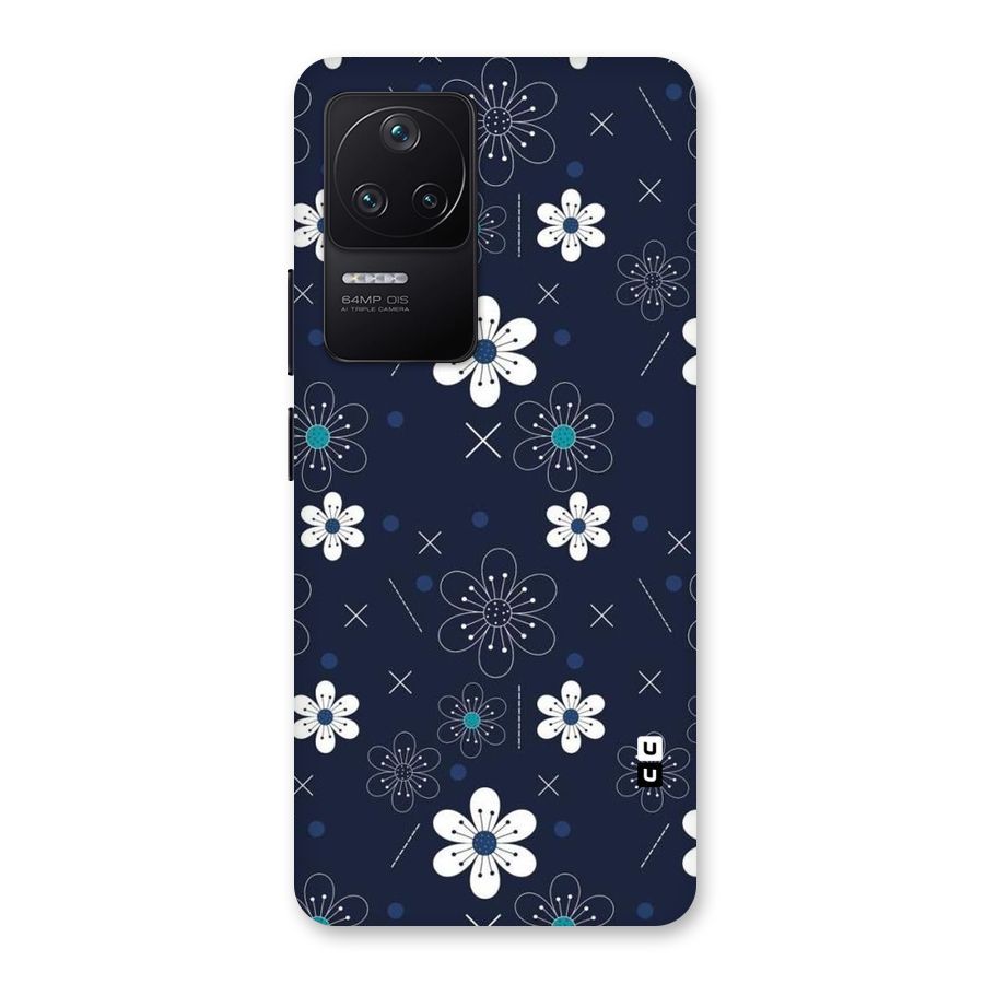 White Floral Shapes Back Case for Poco F4 5G