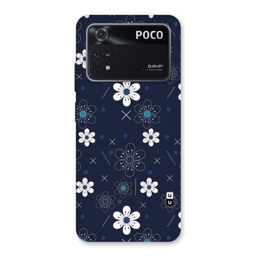 White Floral Shapes Back Case for Poco M4 Pro 4G