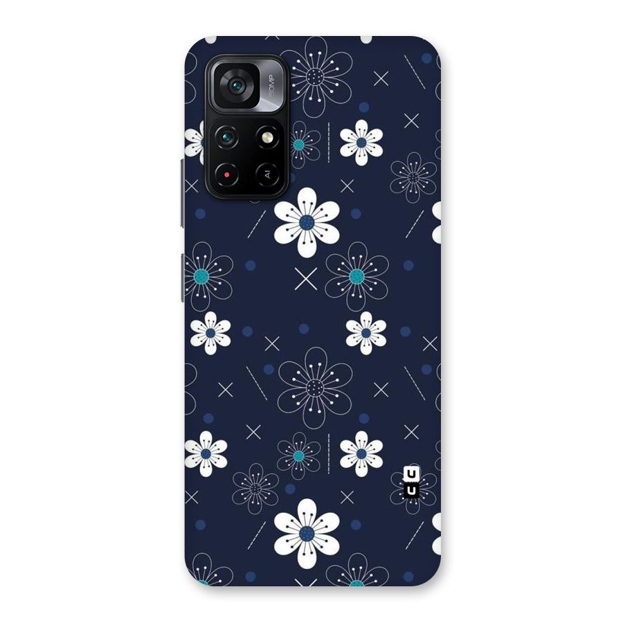 White Floral Shapes Back Case for Poco M4 Pro 5G